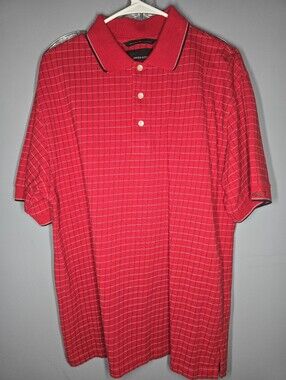 Greg Norman Golf Polo Shirt-Mens XL-Red/White/Black- 100% Cotton